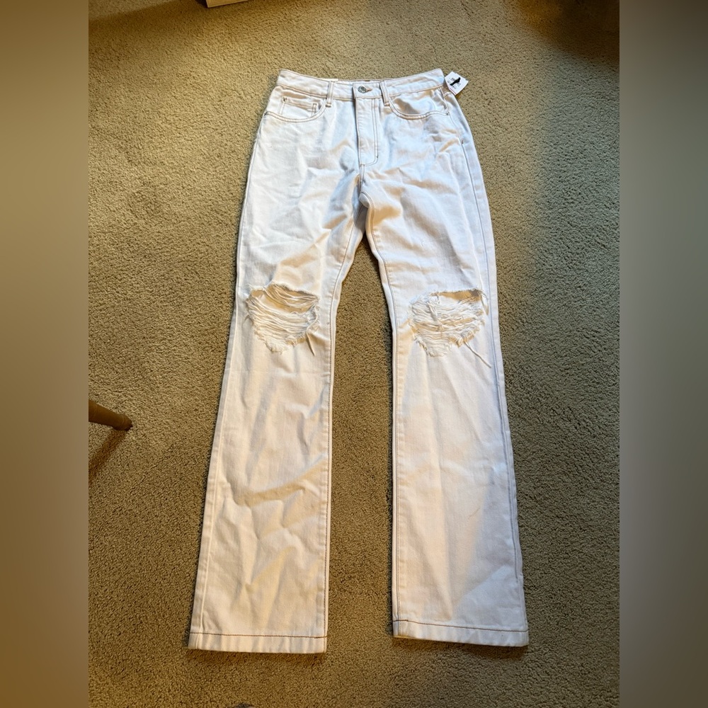 NWT WEWOREWHAT Icon Jean, Stretch Twill Denim, Zic classic white, Size 27